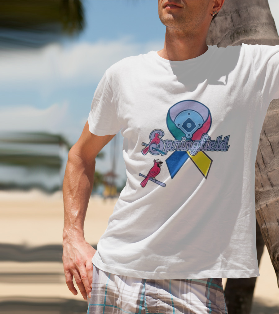 Springfield Cardinals Awareness Ribbon Baseball Team Unity T-Shirt