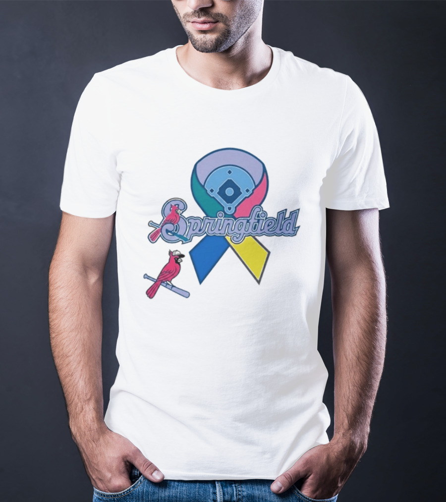 Springfield Cardinals Awareness Ribbon Baseball Team Unity T-Shirt