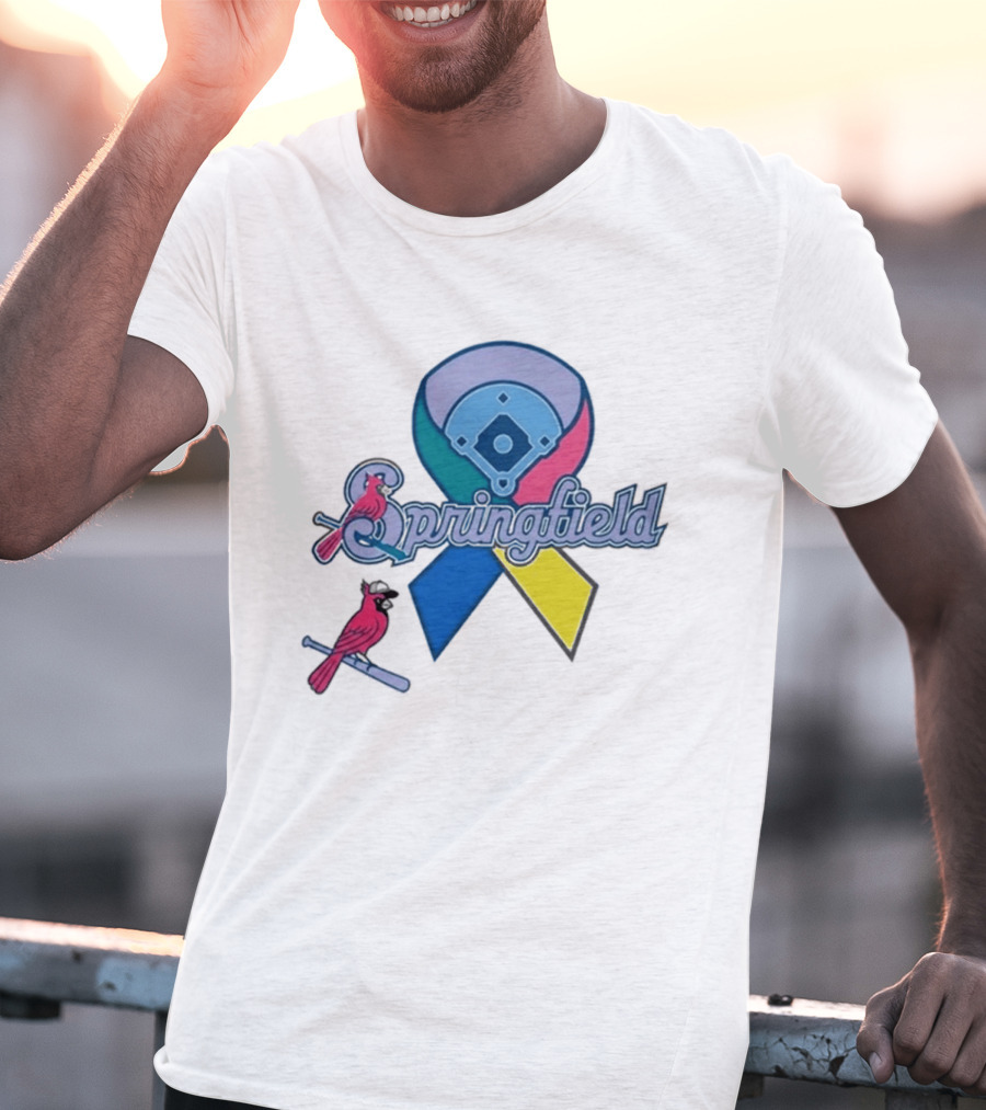 Springfield Cardinals Awareness Ribbon Baseball Team Unity T-Shirt
