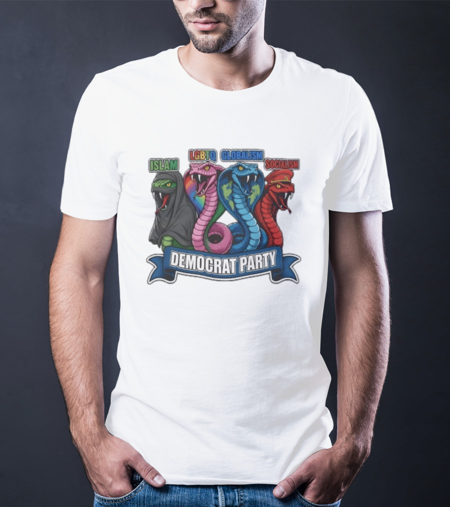 Islam LGBTQ Globalism Socialism Democrat Party Cobra Banner T-Shirt