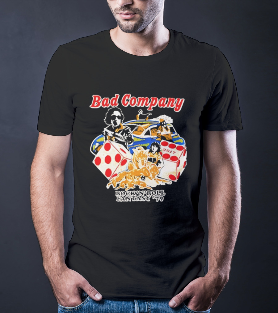 Bad Company Rock N Roll Fantasy '90 Dice And Muscle Car T-Shirt