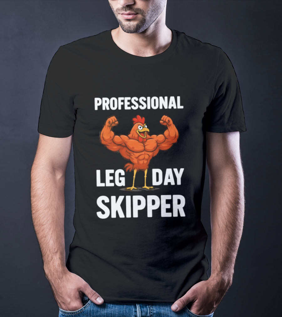 Professional Leg Day Skipper Buff Chicken Gym Humor T-Shirt