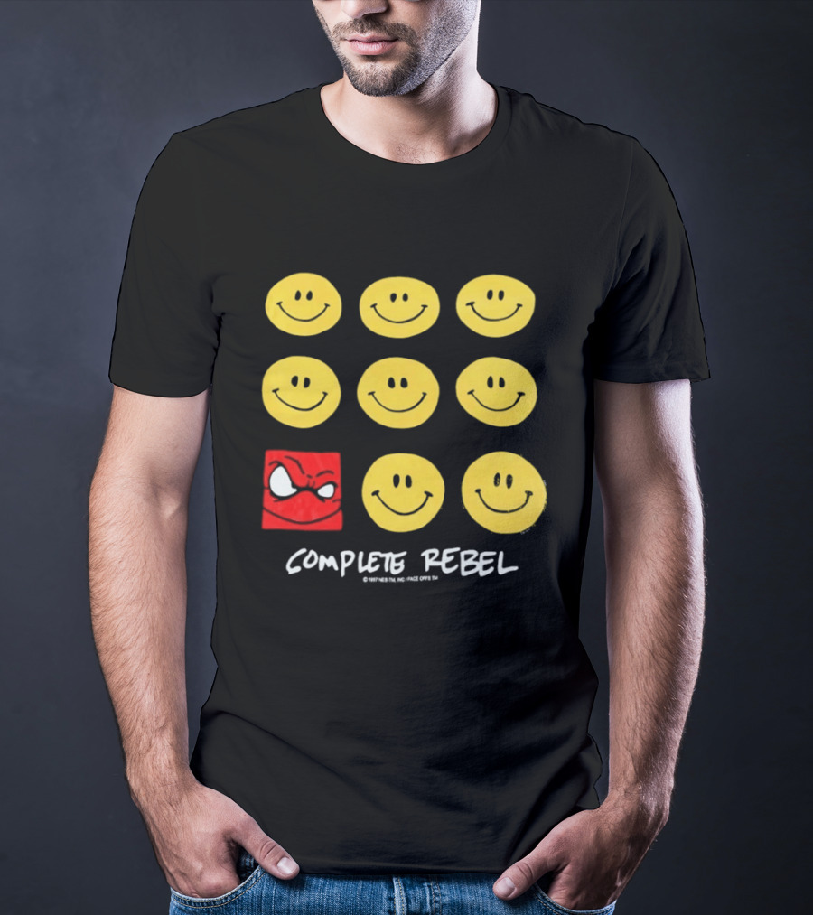 Complete Rebel Smiley Faces Red Square T-Shirt
