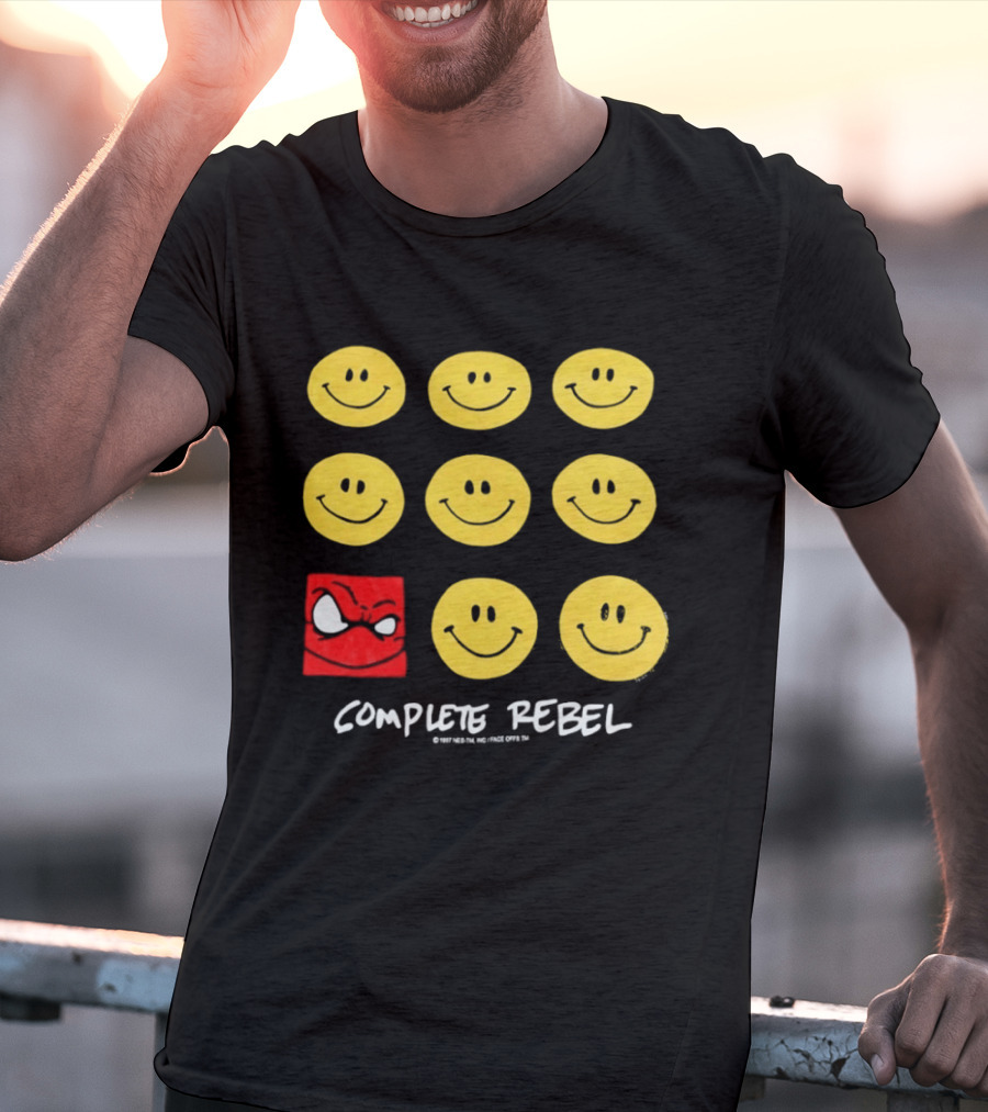 Complete Rebel Smiley Faces Red Square T-Shirt