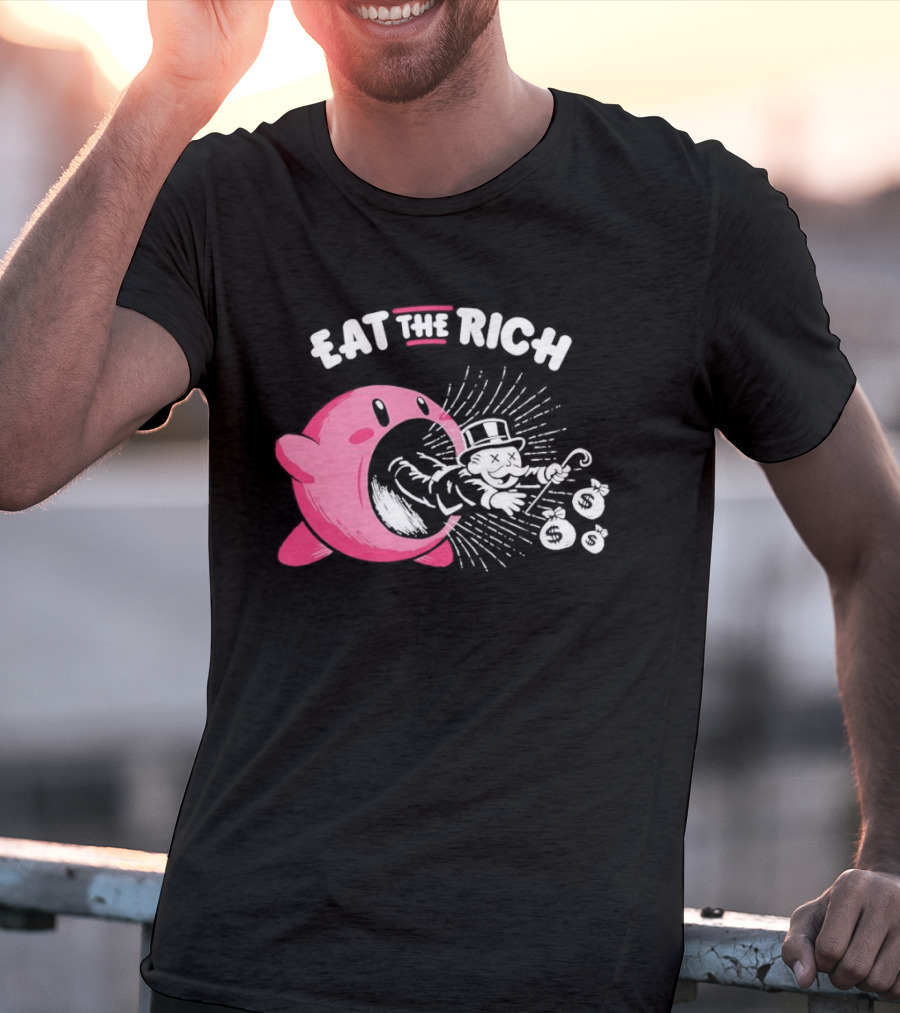 Eat The Rich Kirby Devours Rich Uncle Pennybags Dollar Signs T-Shirt