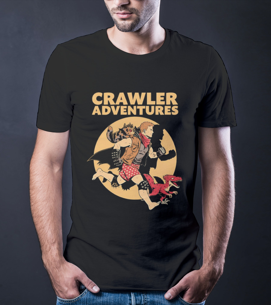 Crawler Adventures Running Man And Dinosaur T-Shirt