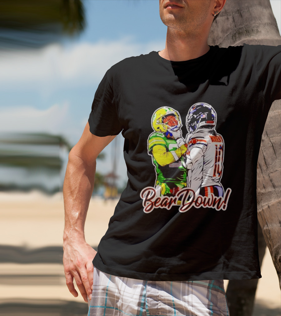 Aaron Rodgers Green Bay Packers Versus Luther Burden III Chicago Bears Bear Down Rivalry T-Shirt