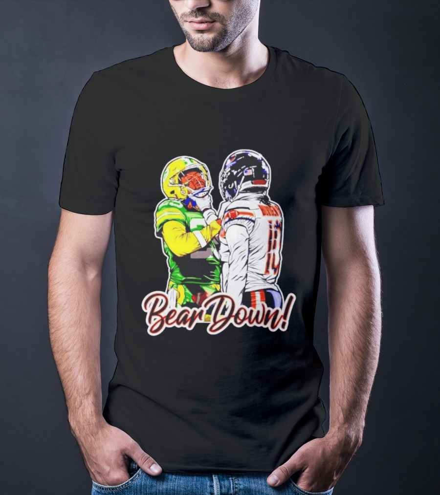 Aaron Rodgers Green Bay Packers Versus Luther Burden III Chicago Bears Bear Down Rivalry T-Shirt