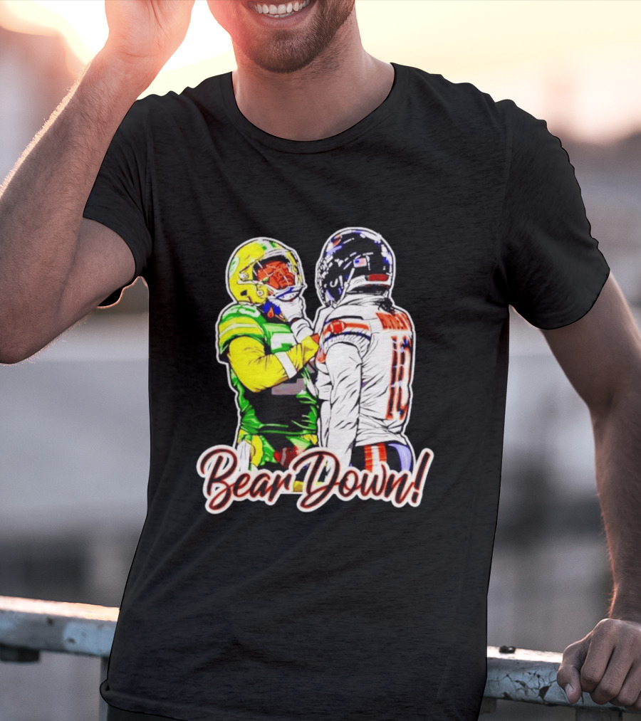 Aaron Rodgers Green Bay Packers Versus Luther Burden III Chicago Bears Bear Down Rivalry T-Shirt