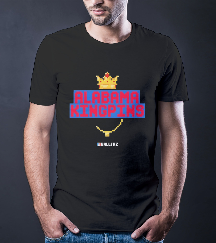 Alabama Kingpins Crown Necklace Ballerz Iconic 8 Bit T-Shirt