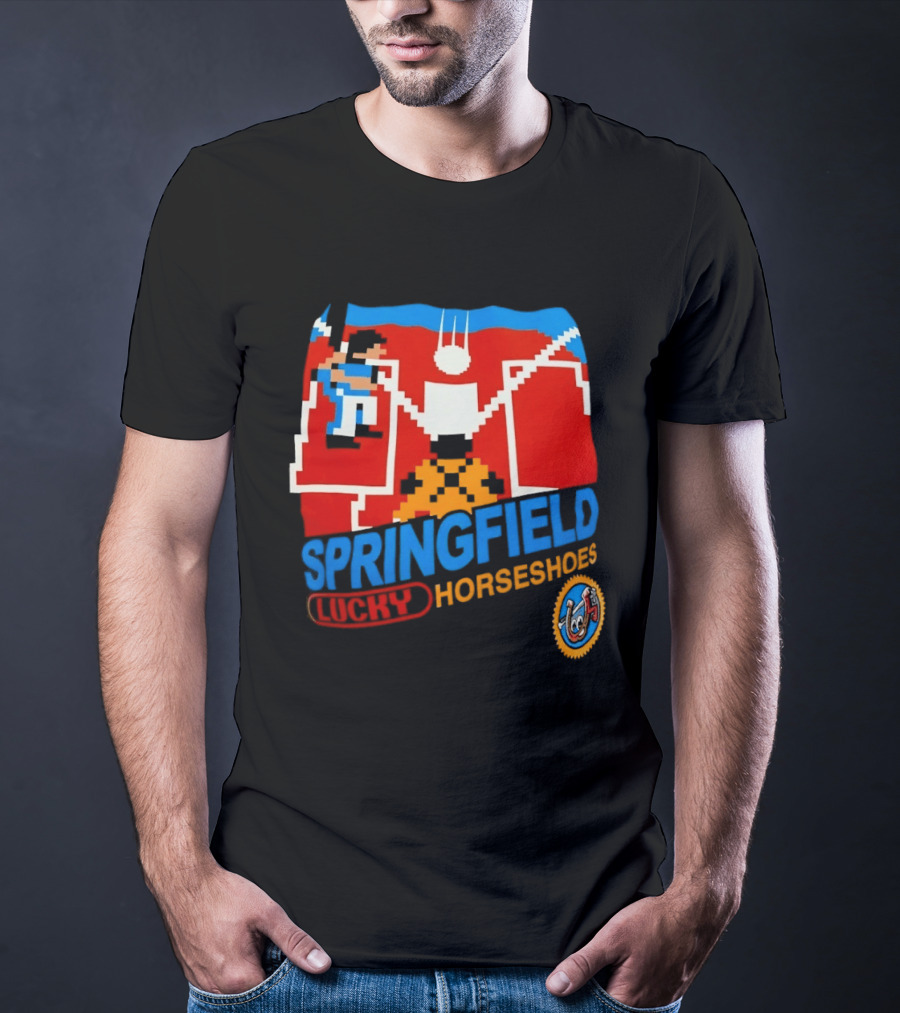 Springfield Lucky Horseshoes The Simpsons Video Game Styled Crest T-Shirt