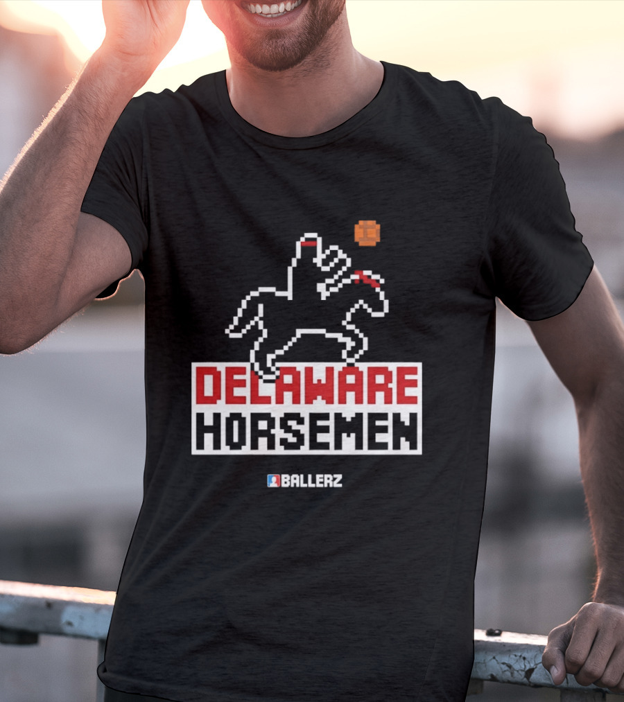 Delaware Horsemen Ballerz Pixel Art Style Basketball T-Shirt