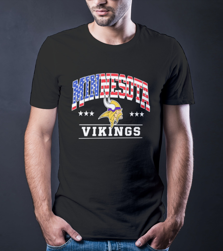 Minnesota Vikings 1776 2026 250 Years American Flag Stars T-Shirt