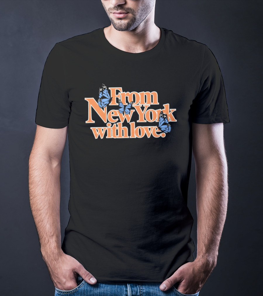 From New York With Love Blue Butterfly T-Shirt