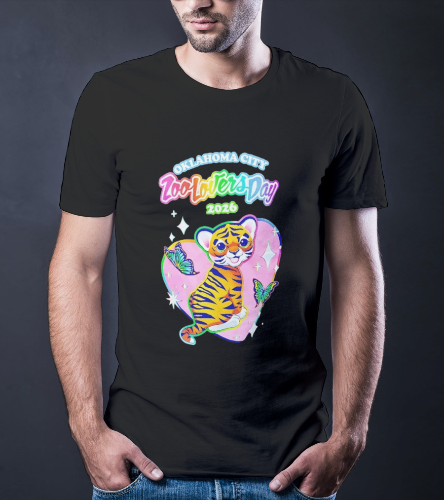 Oklahoma City Zoo Lovers Day 2026 Tiger And Butterflies Hearts T-Shirt