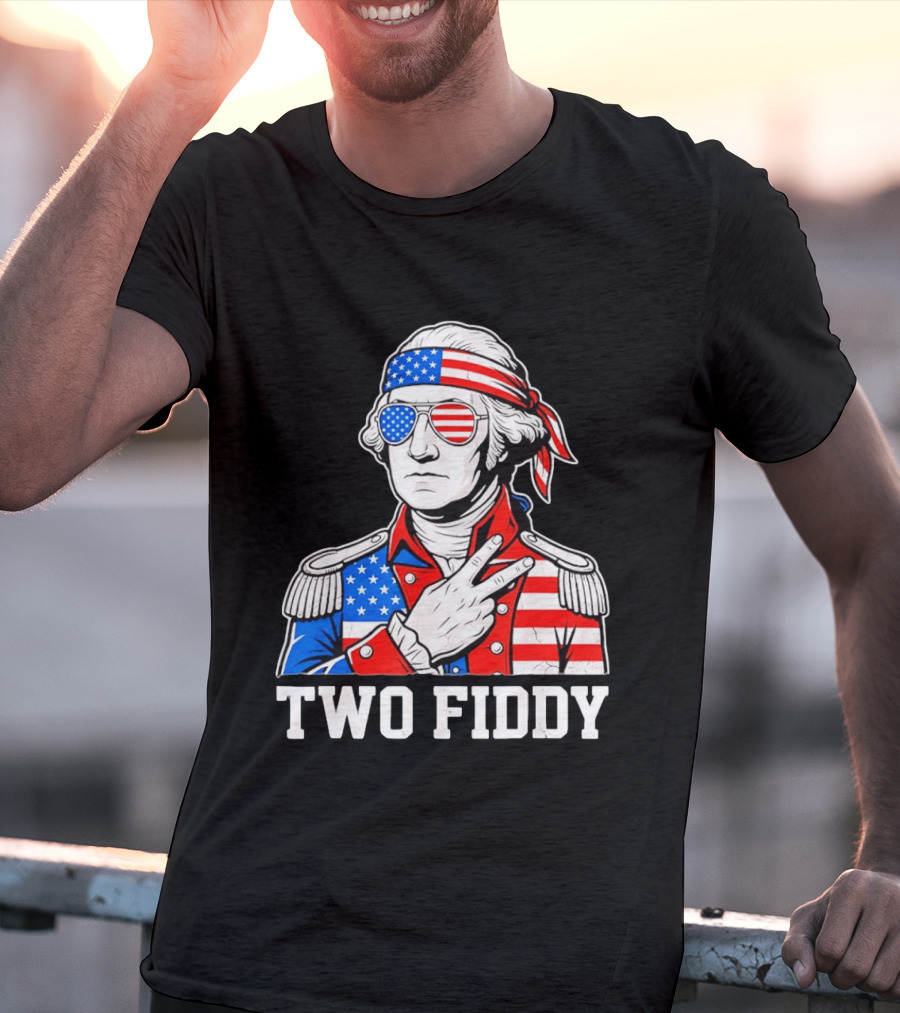Two Fiddy George Washington American Flag 250th Anniversary T-Shirt