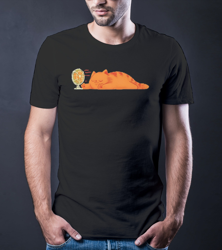 Orange Cat Relaxing In Front Of Fan Cool Breeze T-Shirt