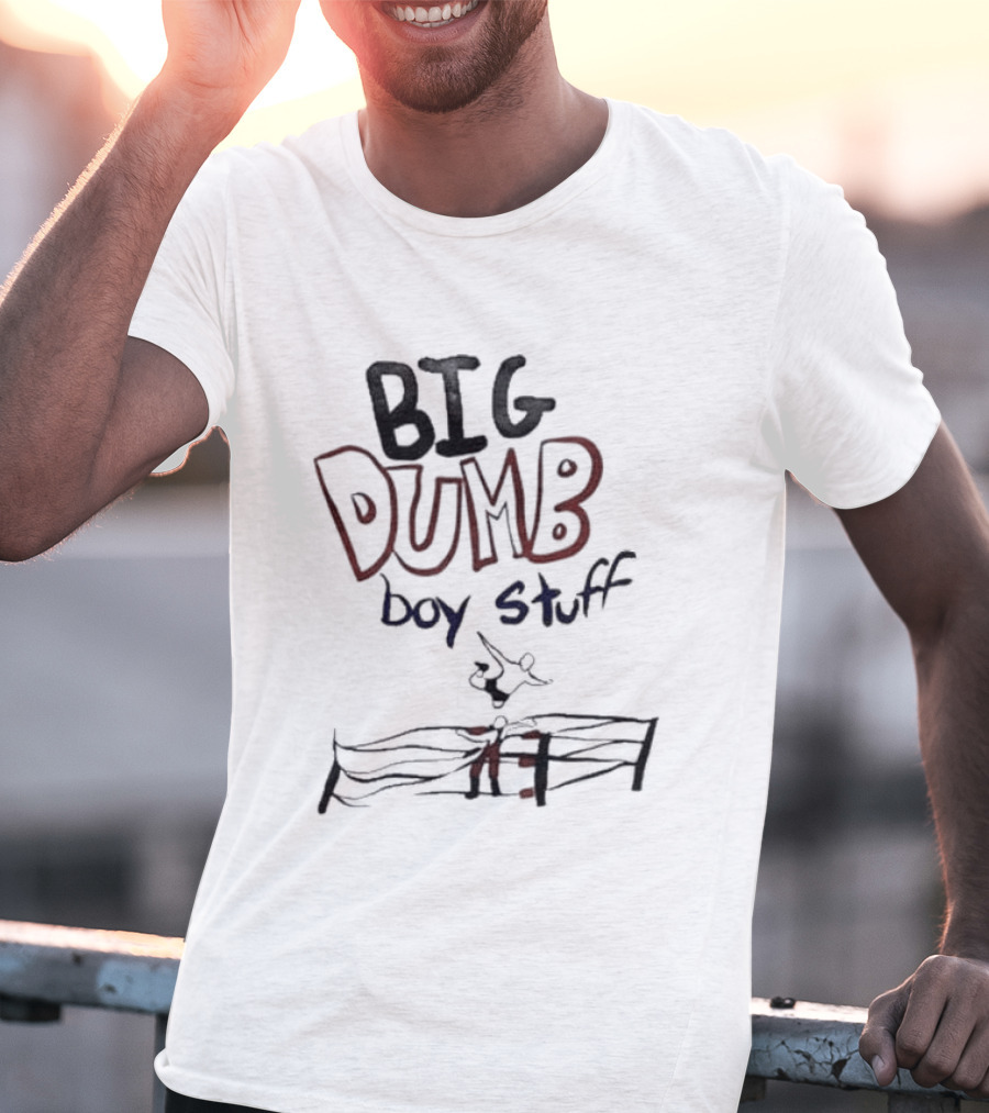 Big Dumb Boy Stuff Kid Drawing Style With Fence Sketch T-Shirt