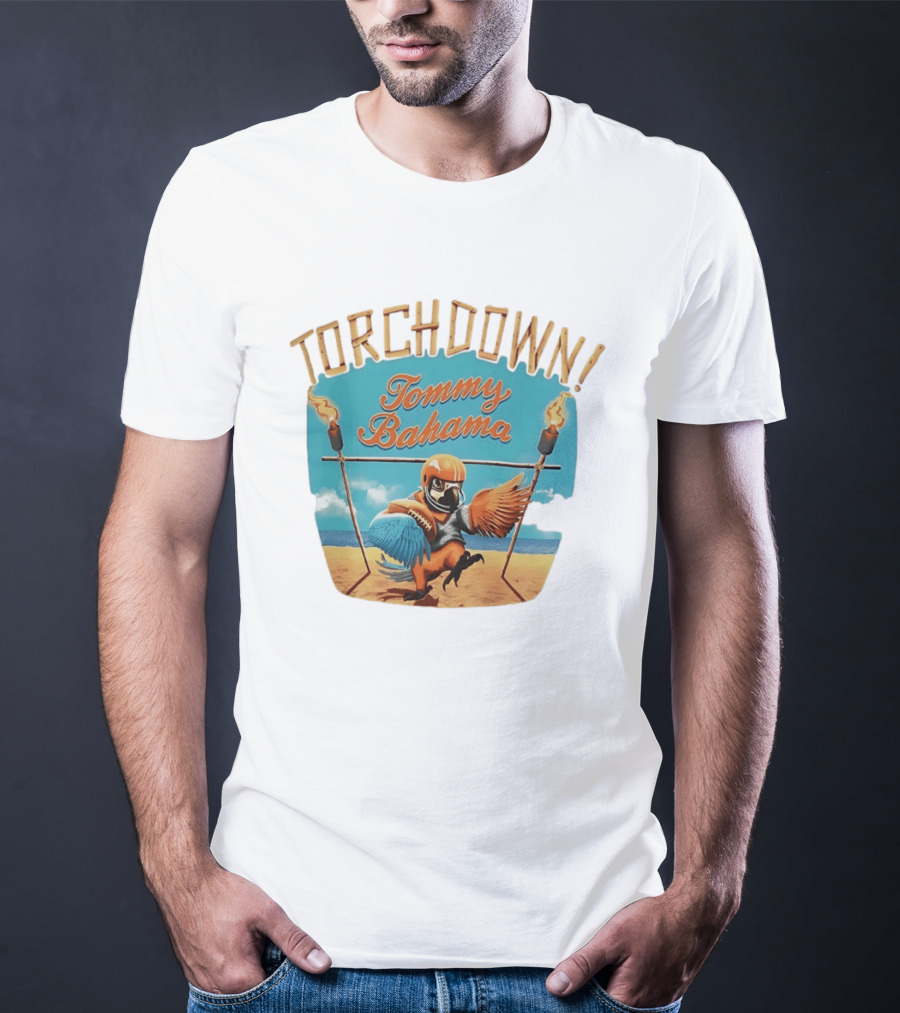 TORCHDOWN Tommy Bahama Parrot Beach Football T-Shirt