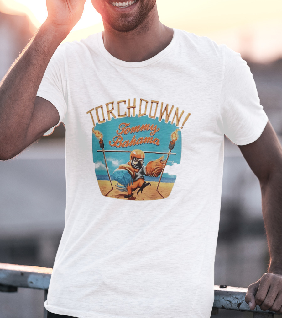 TORCHDOWN Tommy Bahama Parrot Beach Football T-Shirt
