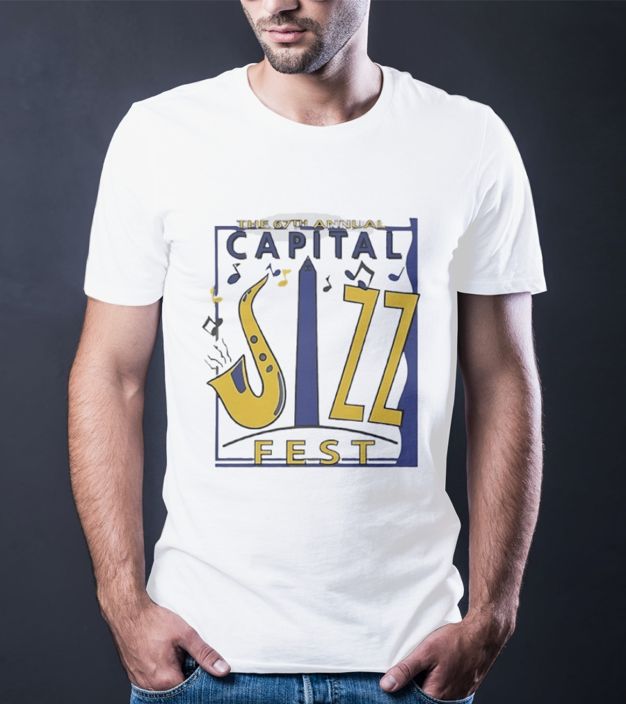 67th Annual Capital Jazz Fest Washington DC Saxophone Music Notes Monuments T-Shirt