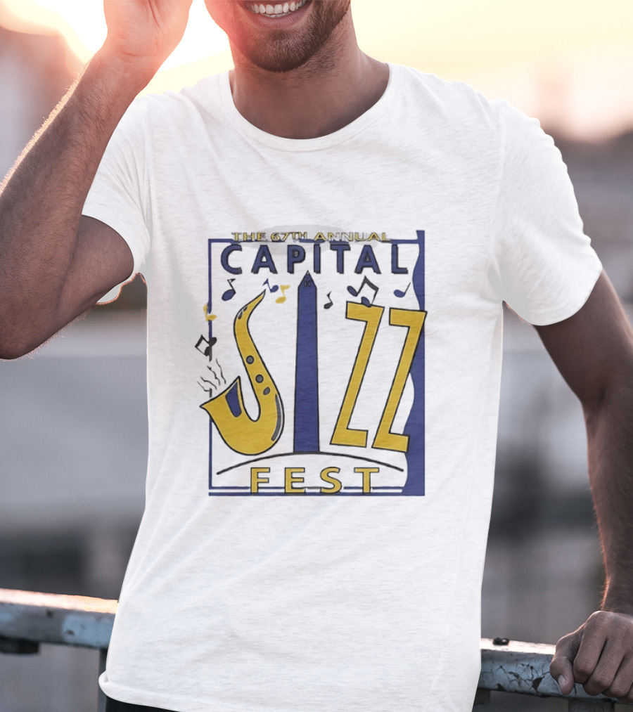 67th Annual Capital Jazz Fest Washington DC Saxophone Music Notes Monuments T-Shirt
