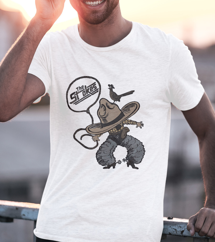 The Strokes Cowboy Hat Bird Lasso Denim Holster Brown Boots T-Shirt