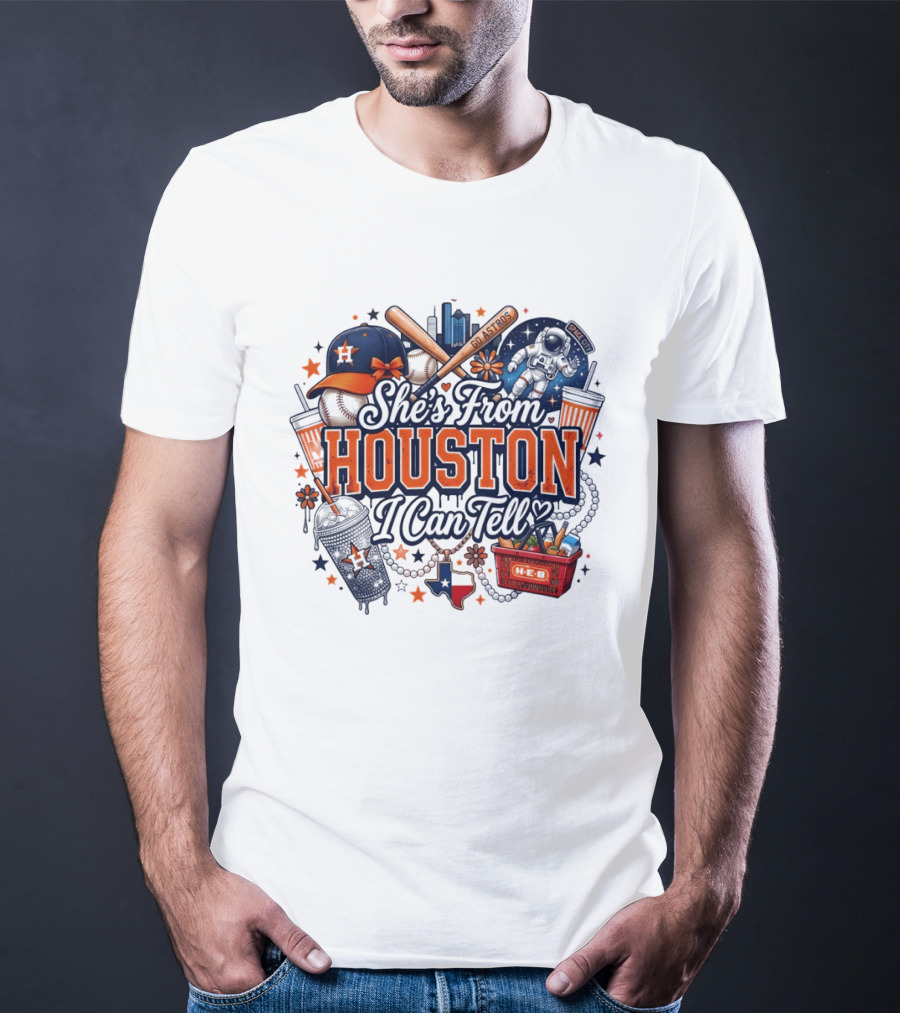 She's From Houston I Can Tell H Town Cowgirl Rodeo Astros Baseball T-Shirt