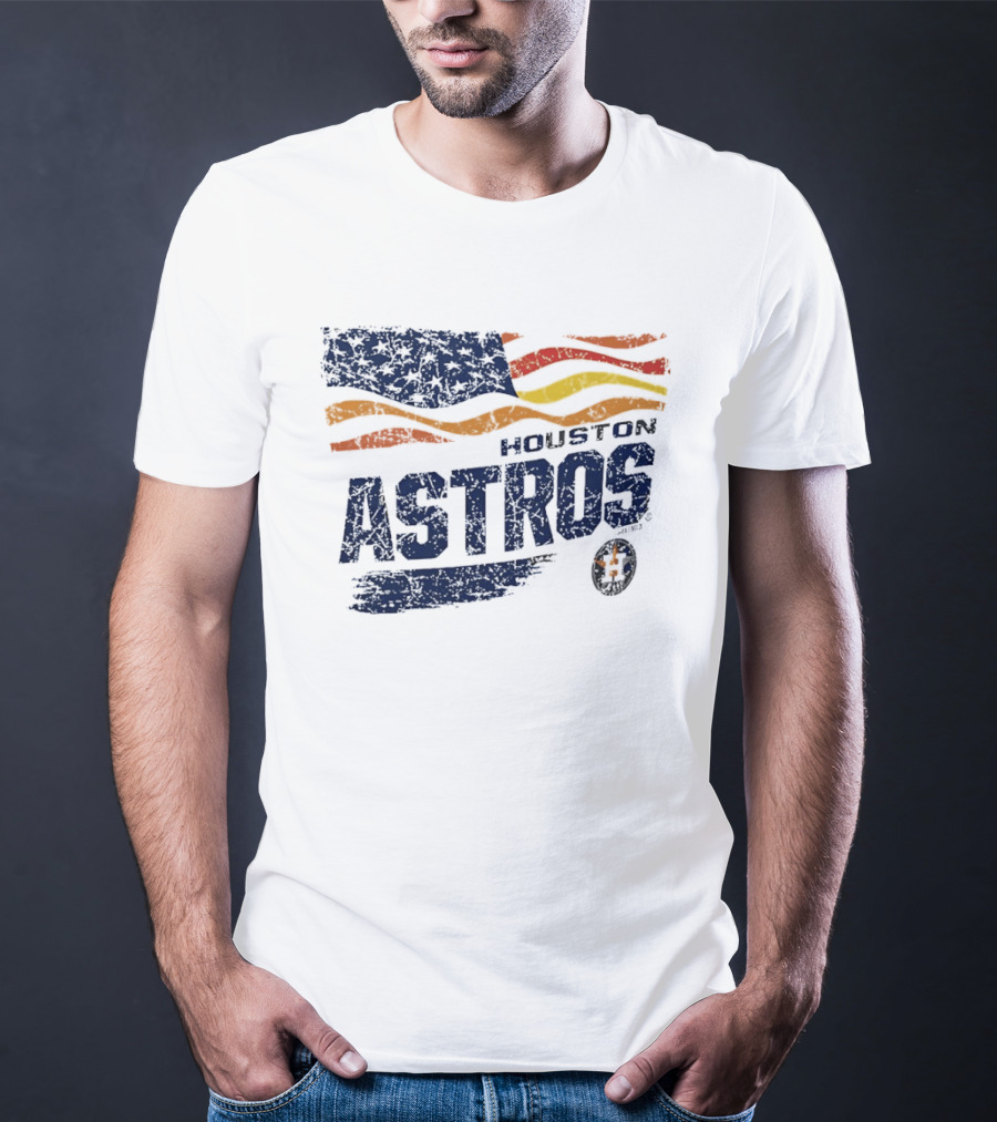Houston Astros 4th Of July Waving American Flag Anniversary Celebration T-Shirt