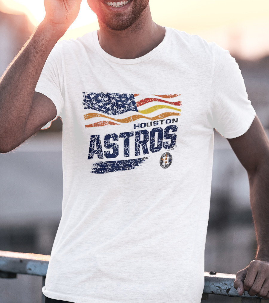 Houston Astros 4th Of July Waving American Flag Anniversary Celebration T-Shirt