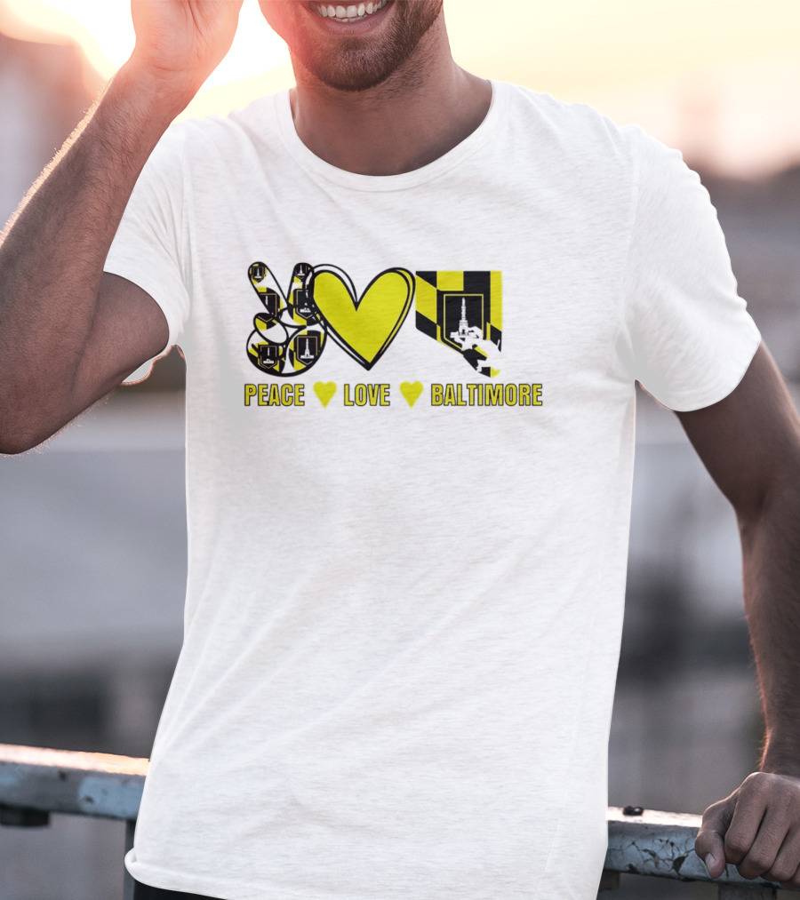 Peace Love Baltimore Maryland Flag Charm City T-Shirt