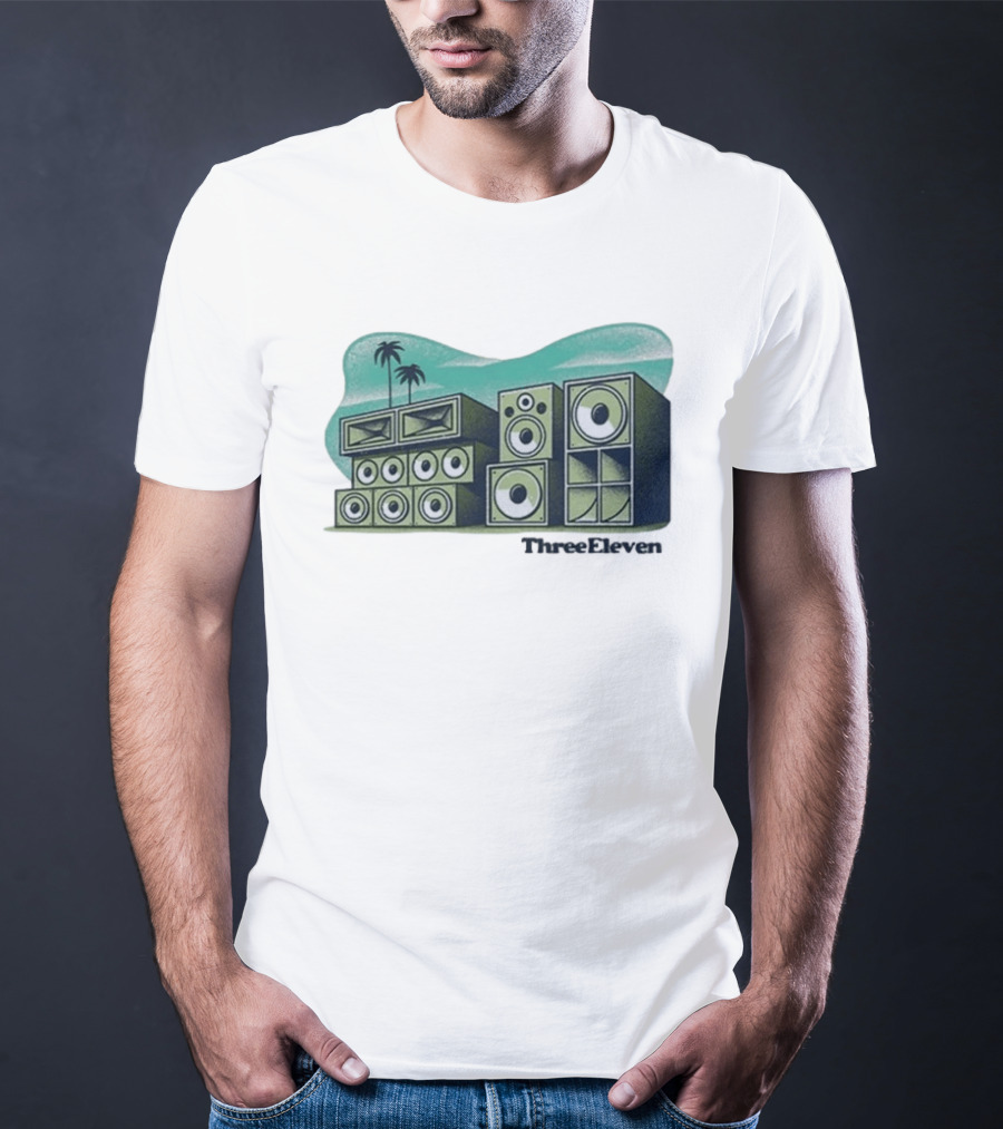 Three Eleven Soundsystem Beach Palm Trees Speaker Stacks T-Shirt