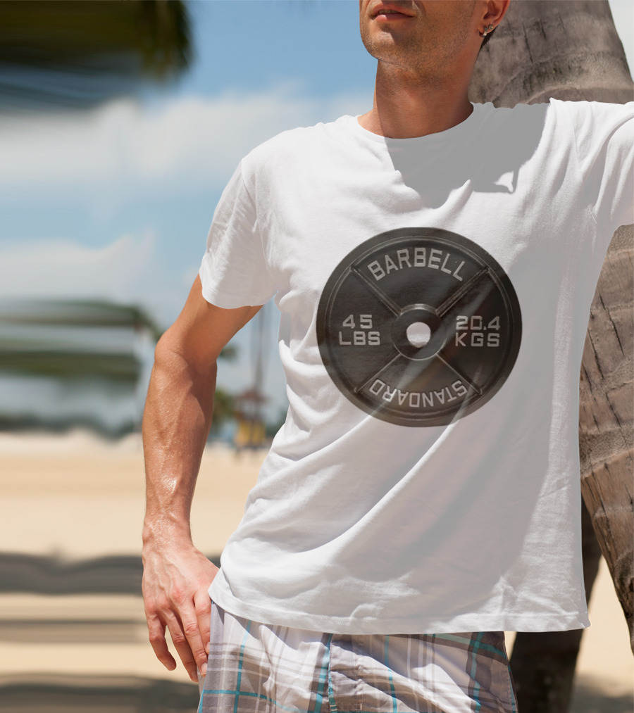 Barbell Standard 45 Lbs 20.4 Kgs Weight Plate Fitness Crossfit T-Shirt