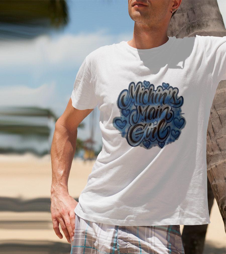 Michin's Main Girl Blue Hearts Airbrush T-Shirt