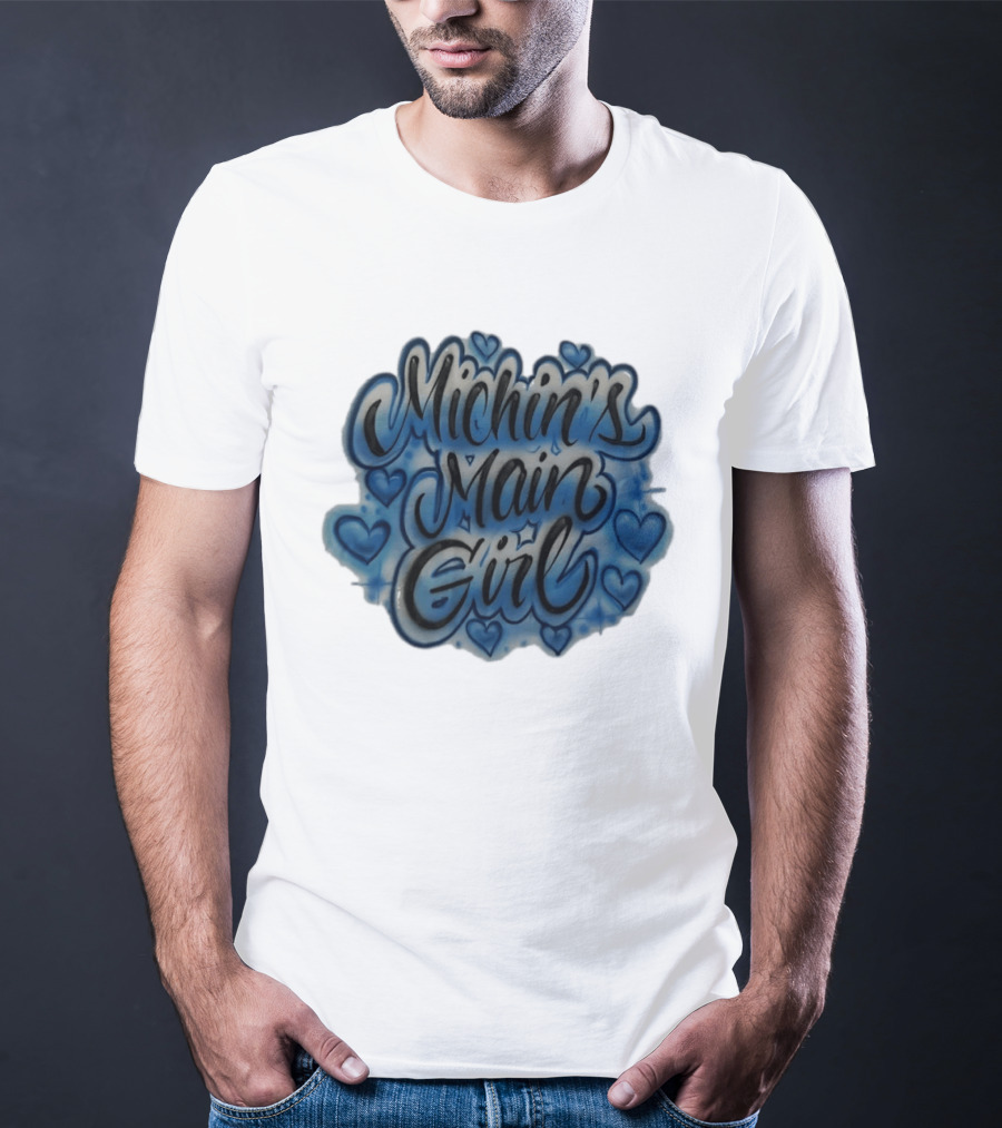 Michin's Main Girl Blue Hearts Airbrush T-Shirt