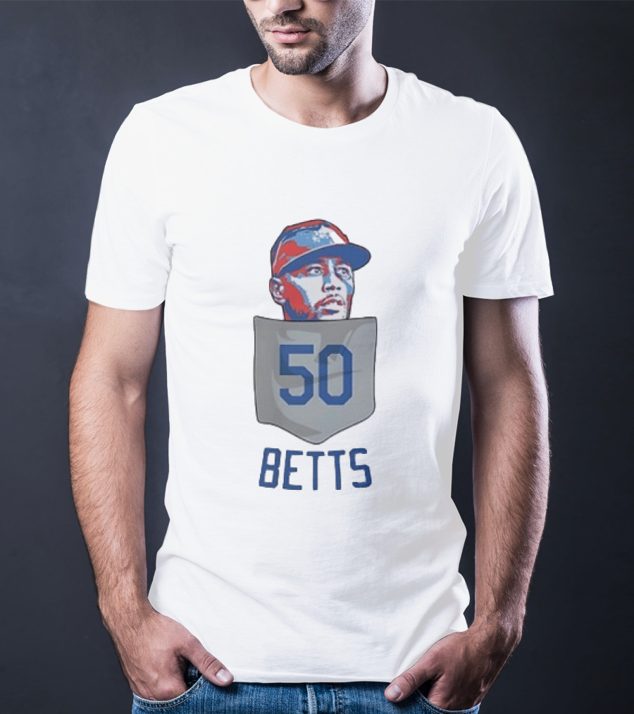 Mookie Betts 50 Los Angeles Dodgers Baseball MLB Pocket T-Shirt