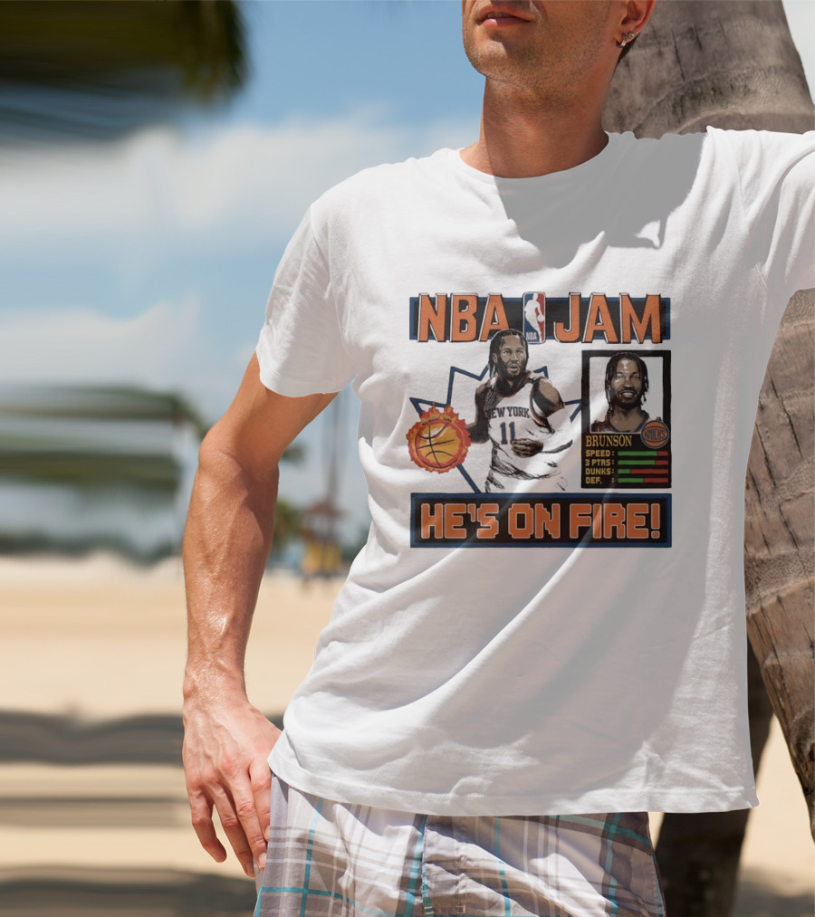 NBA Jam Jalen Brunson New York Knicks He's On Fire T-Shirt