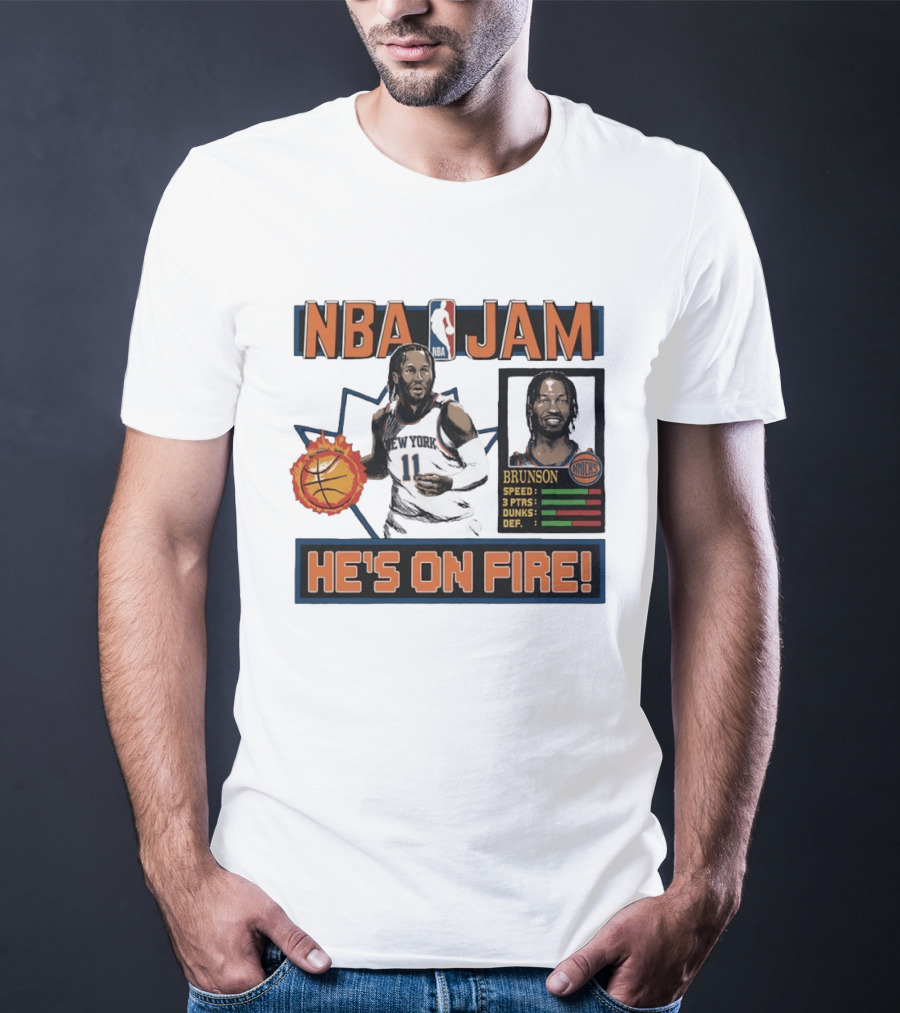 NBA Jam Jalen Brunson New York Knicks He's On Fire T-Shirt