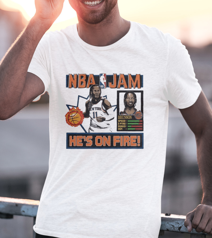 NBA Jam Jalen Brunson New York Knicks He's On Fire T-Shirt