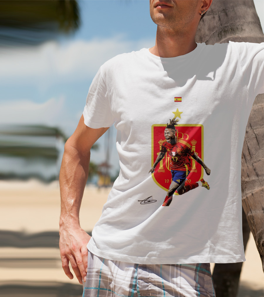 Nico Williams España Número 19 Escudo De La Selección Española Flag T-Shirt
