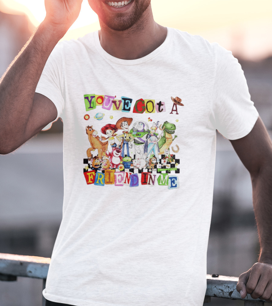 Toy Story You've Got A Friend In Me Characters Buzz Woody Rex Jessie Hamm Aliens Slinky T-Shirt