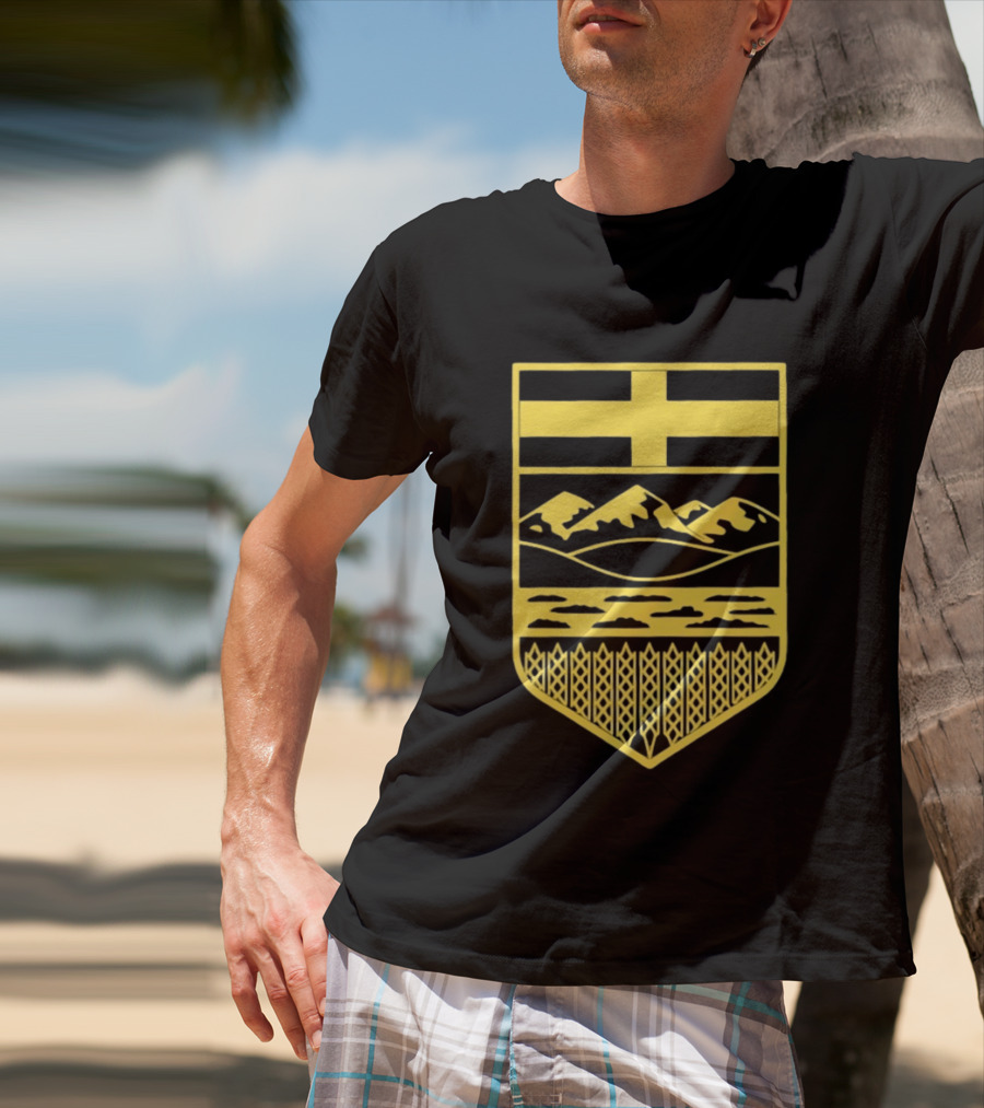 Alberta Stands Free Canada Provincial Emblem Mountains Crest T-Shirt
