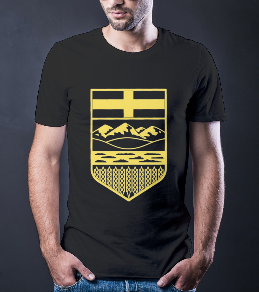 Alberta Stands Free Canada Provincial Emblem Mountains Crest T-Shirt