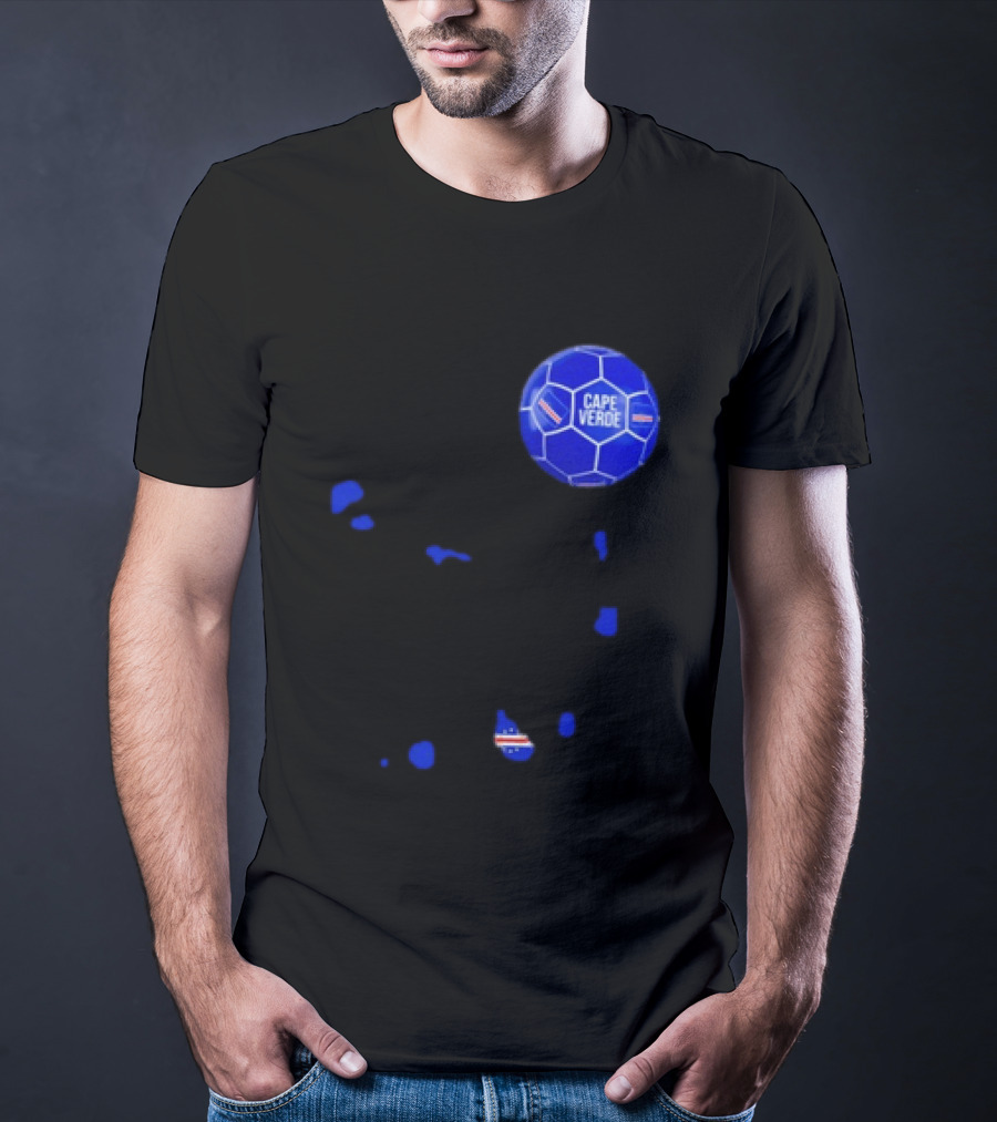 Cape Verde Soccer Pride Blue Football Map T-Shirt