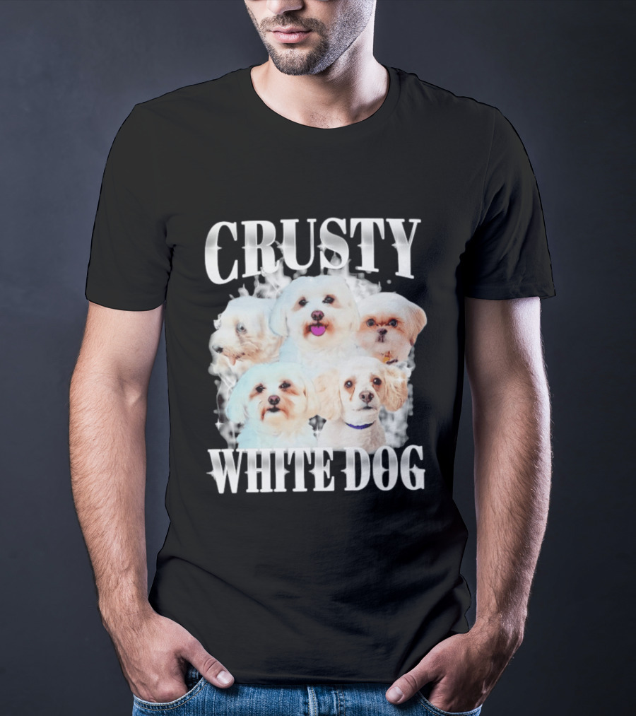 Crusty White Dog Collage 90s Bootleg Vintage Style Nostalgia T-Shirt