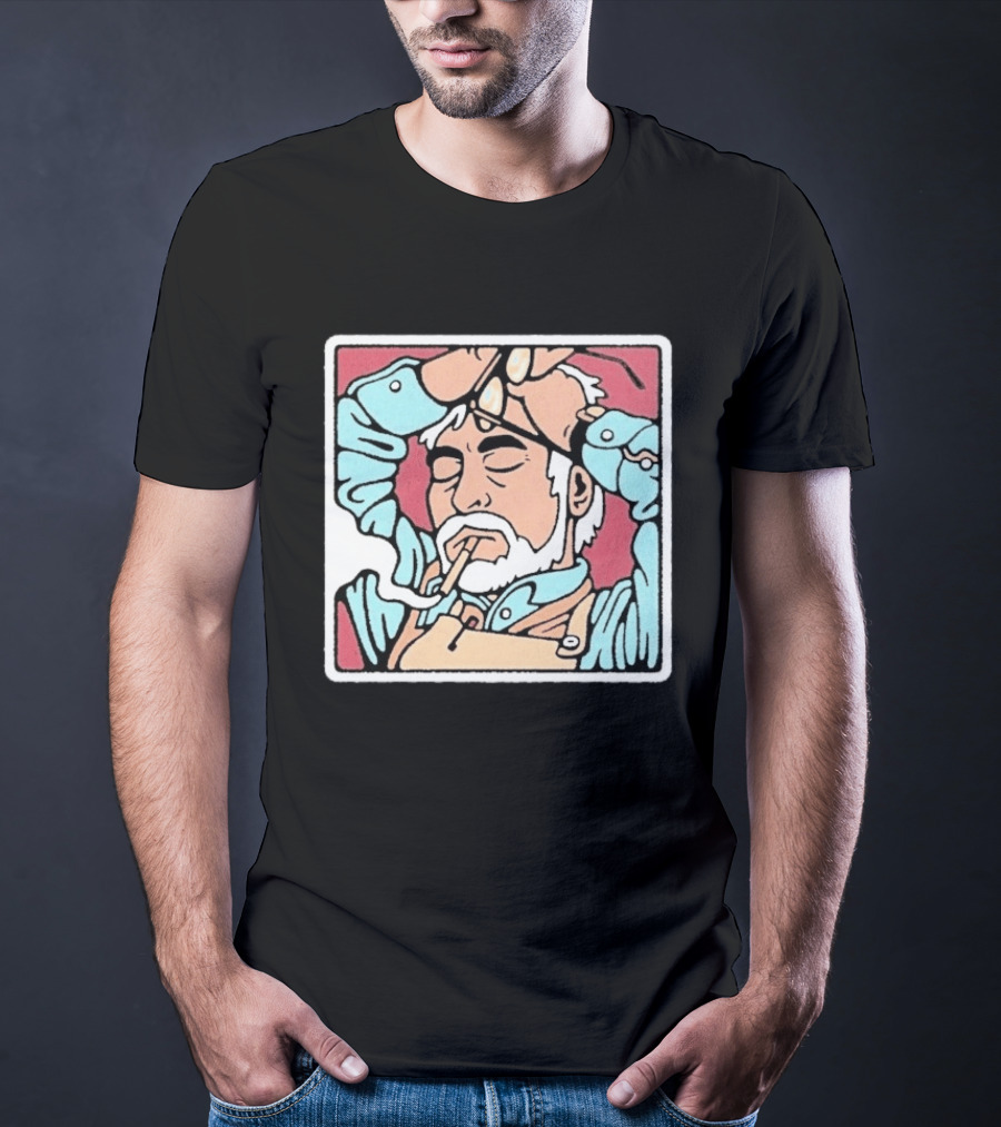 Drew Wise Tired Relaxed Bearded Figure With Pipe And Eyeglasses Japanese Ukiyo E T-Shirt