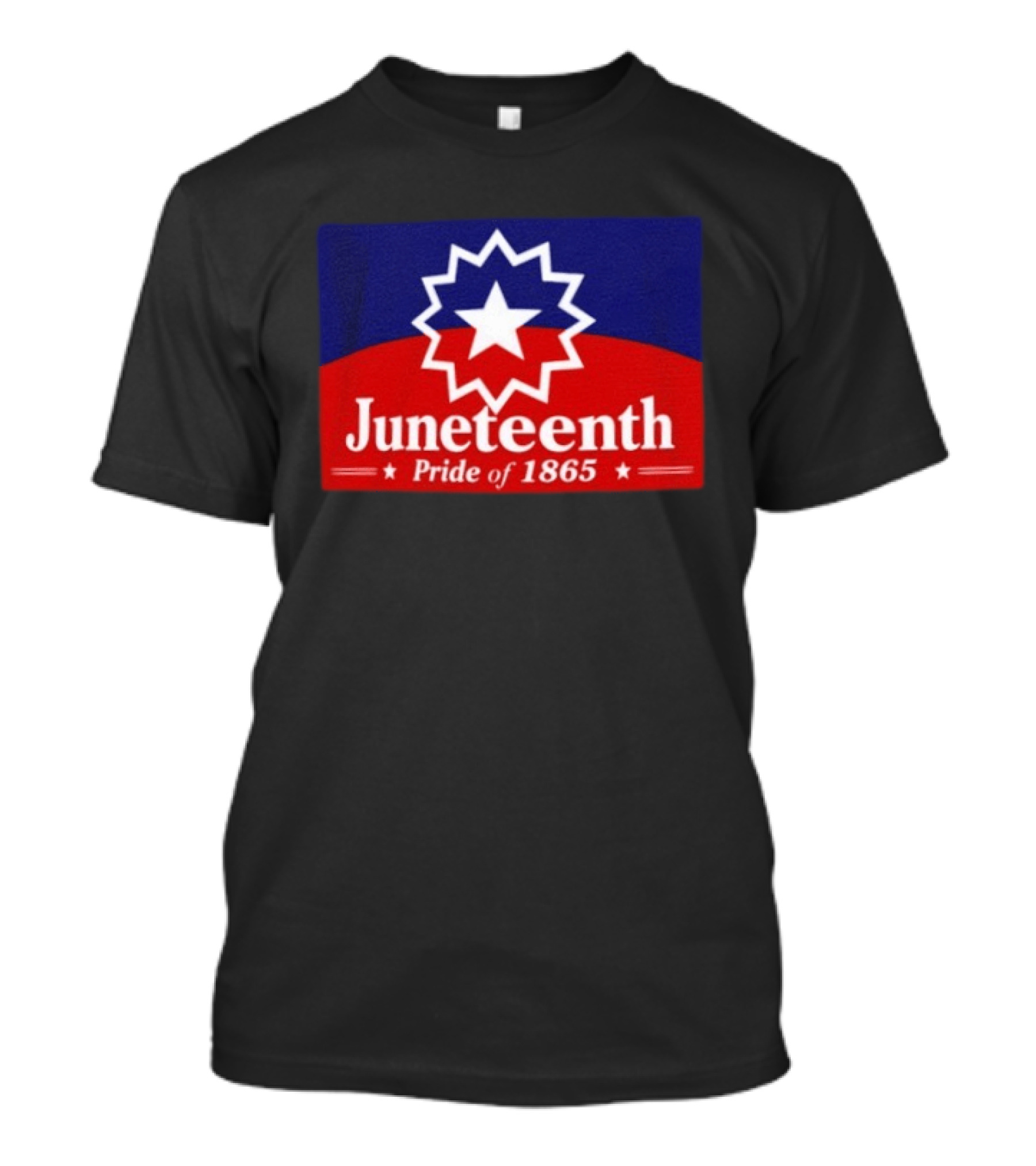 Juneteenth Pride Of 1865 Starburst Symbol On Red And Blue T-Shirt