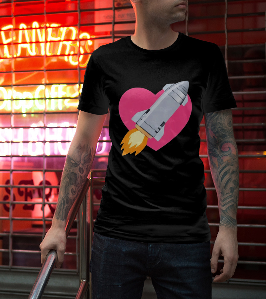 Merger Rocket Heart Space Love Launch T-Shirt
