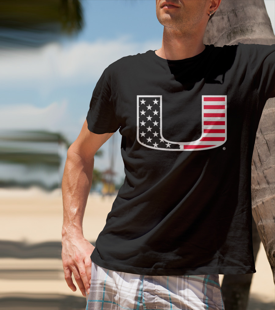 Stars And Stripes Miami Hurricanes U American Flag T-Shirt