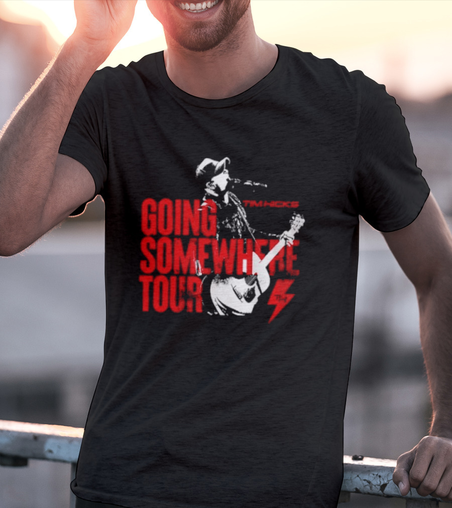 Tim Hicks Going Somewhere Tour Guitar Lightning Bolt T-Shirt